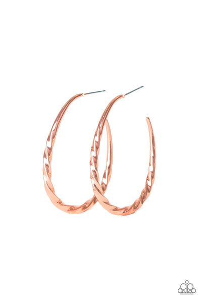 Twisted Edge Copper Hoop Earring