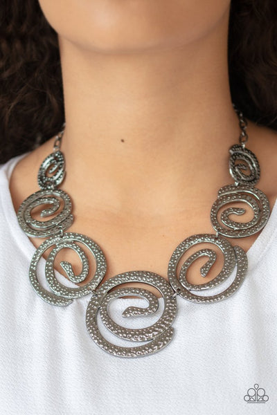 Statement Swirl Black Necklace
