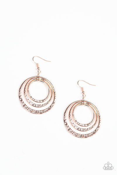 Metallic Ruffle-Rose Gold Earrings