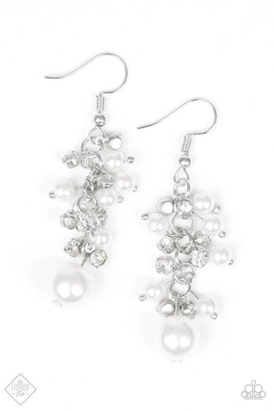 Classy Crescendo White Earrings