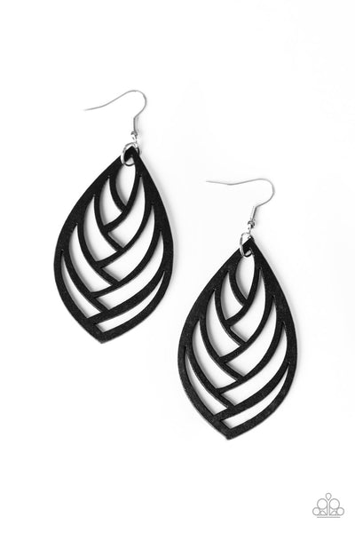 Out Of The Woodwork Black Earring