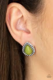 Boldly Beaded Green Post Earring