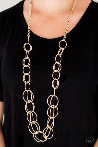 Elegantly Ensnared-Gold Necklace